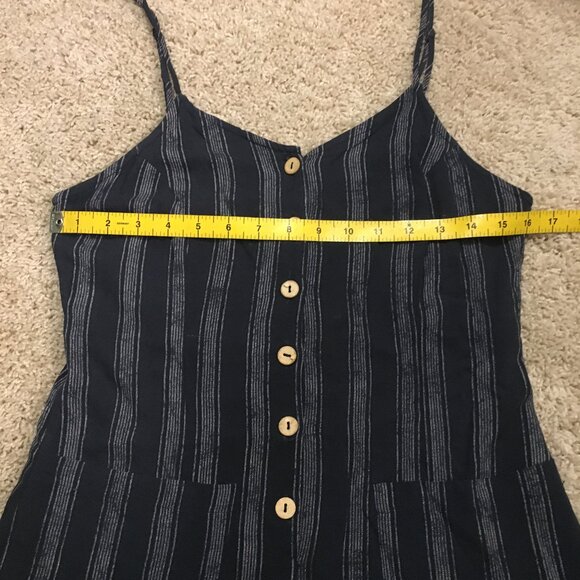 ILLA ILLA Strappy Button Down Rayon Engineer Striped Romper - Picture 10 of 15